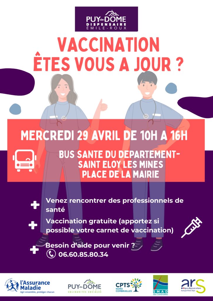 Bus Santé 29 avril 10h à 16h place Michel Duval
