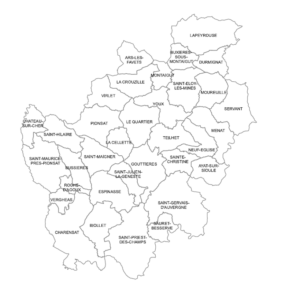 Carte communauté de communes du pays de Saint Eloy mes Mines